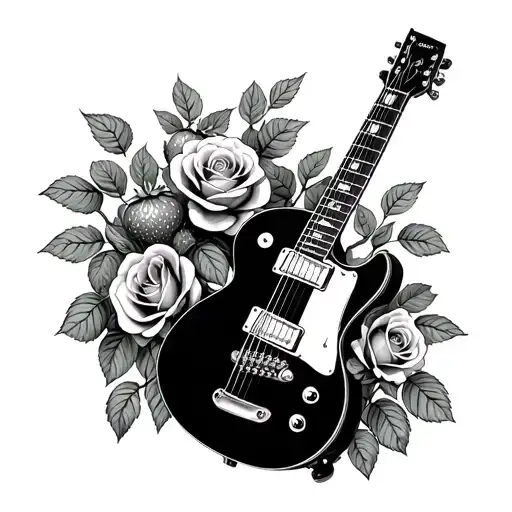 Guitar Roses Strawberries Growing