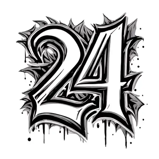 Roman Numeral 24 Graffiti Style Tattoo Design