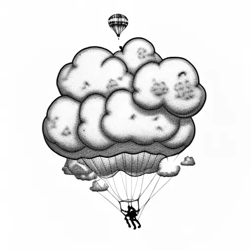 A Parachutist Landing With A Cloud Instead Of A Parachute