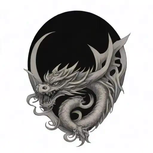 Japaneese Dragon Wrapped Around The Word 'Dezelan' Written