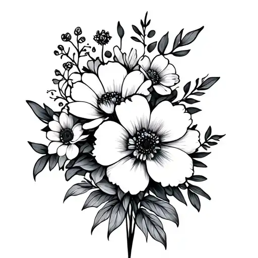 Flower Bouquet Fine Line