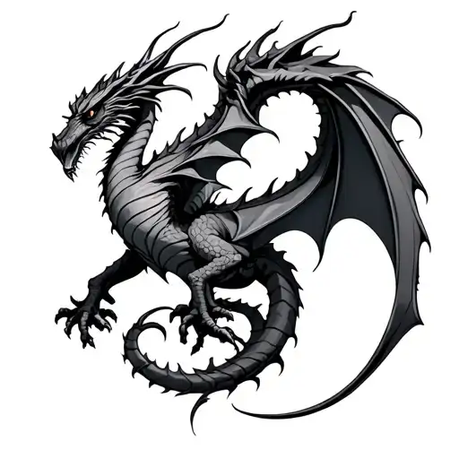 Satanic Symbol Y A Dragon Emerging