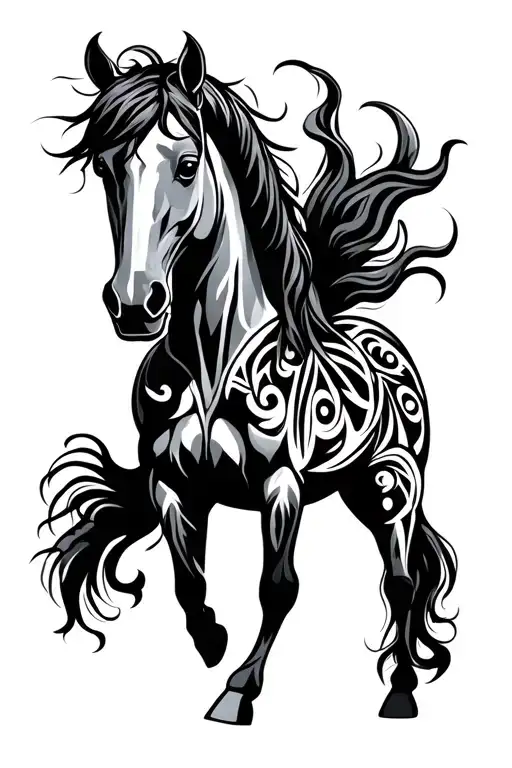 Rearing Tribal Horse Standing Tall