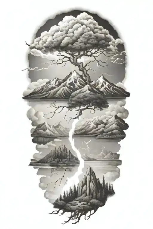 Mountains Trees Lakes Forget Me Nots Storm Lightning