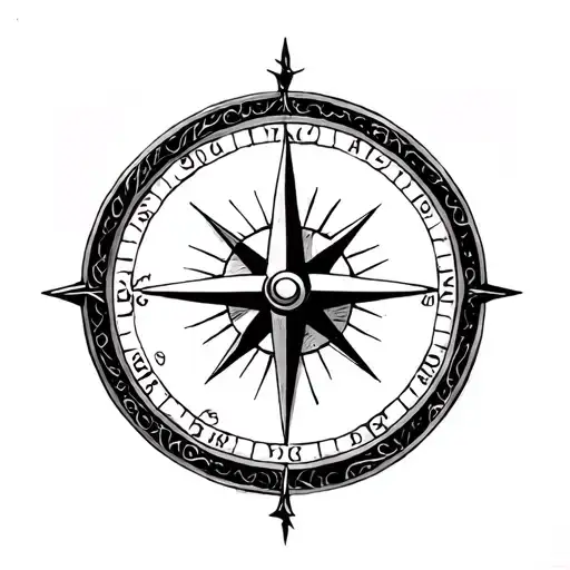 Compass Rose And Clock Face