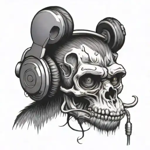 Monkey Skull With Headphones