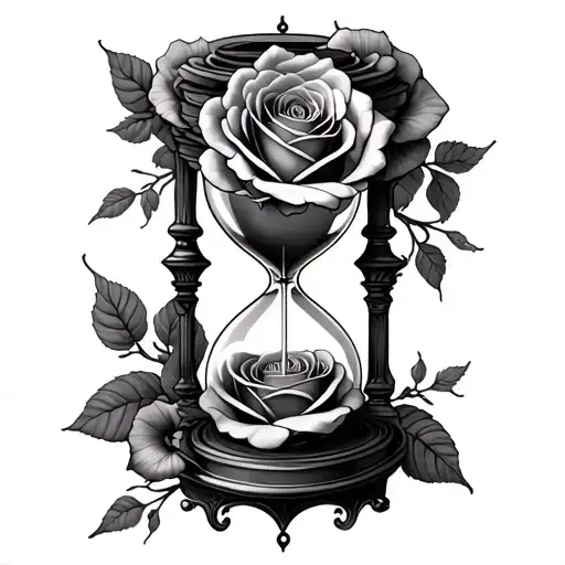 Death Hourglass Momento Mori Roses Intertwined