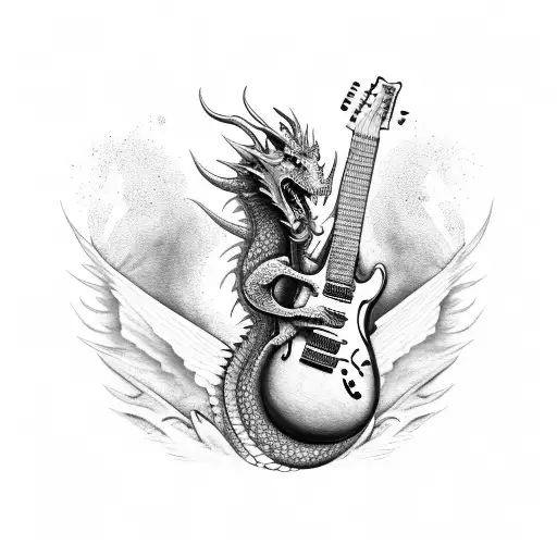 Guitar Whit A Dragon In Hell