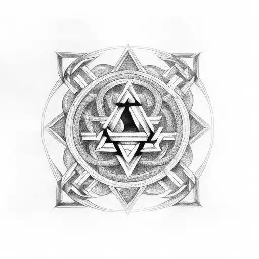 Valknut Surrounded By Norse Runes