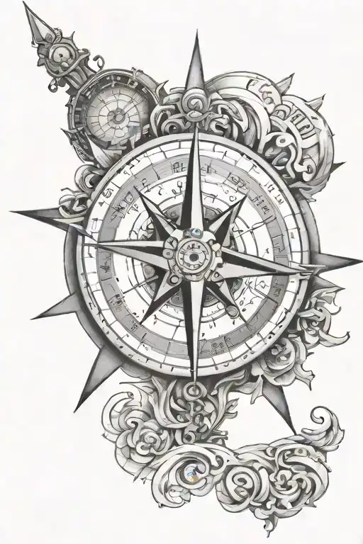 Compass Surrounded By Various
