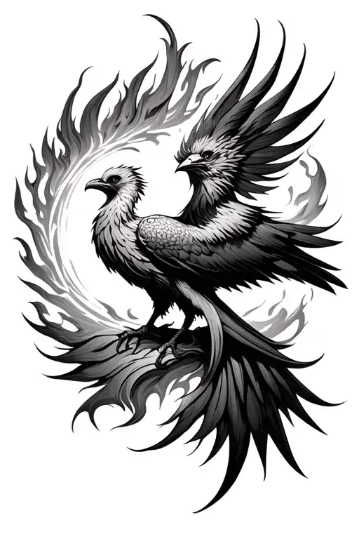 A Pheonix Bird With A Radiant Ring Of Fire Behind It