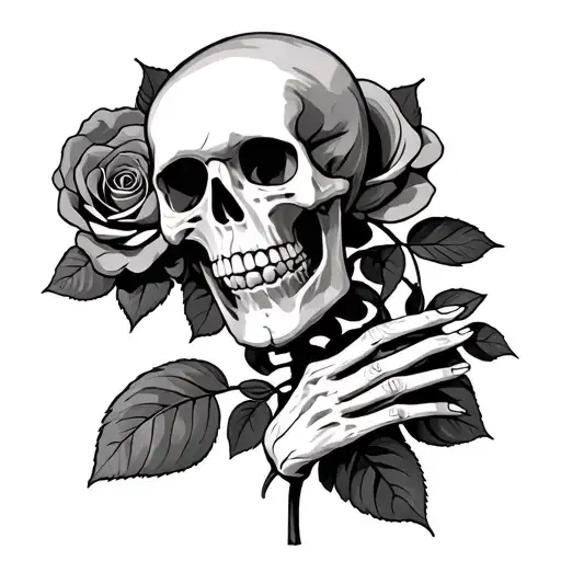 Skeleton Holding Rose