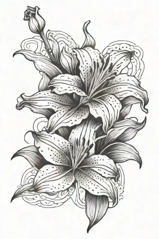 A Single Lily Flower And A Rose