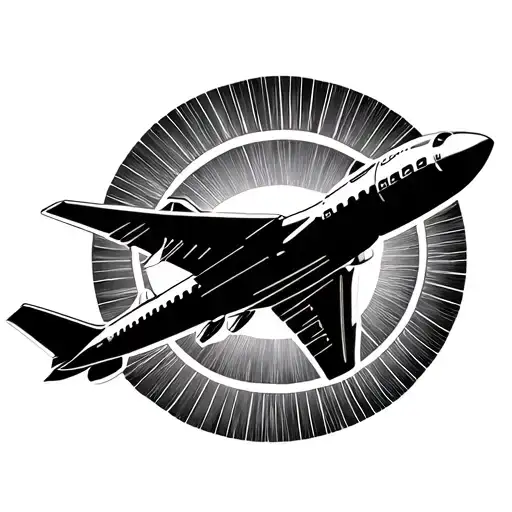 Airplane Flying Towards The Sun