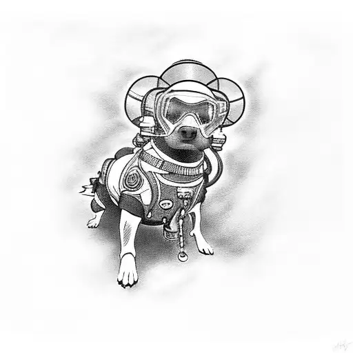 A Dog Wearing Scuba Gear Diving Underwater