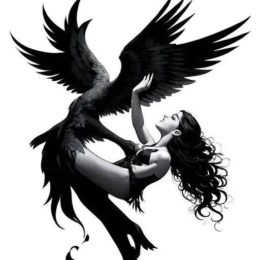 Phoenix Straightened His Wings And The Girl Threw Back Her Head