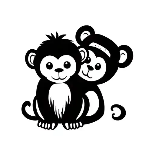 Cute Simple Dainty Monkey And Bear