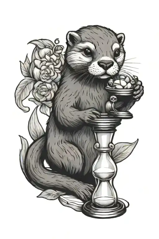 Otter Holding An Hourglass