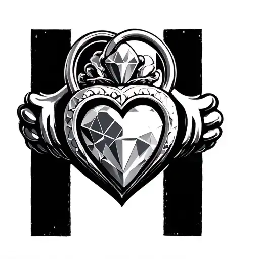 Claddagh With Diamond Heart Shaped Lock