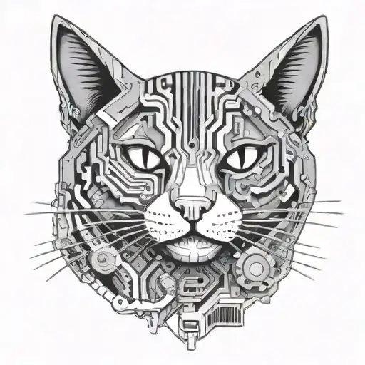 A Pc Motherboard Design With Cat Motifs Intertwined