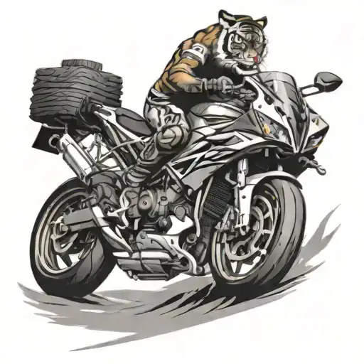 A Tiger Doing A Wheelie On A Yamaha R1