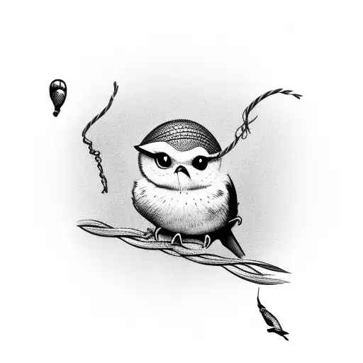 Lonely Bird On Telephone Wire