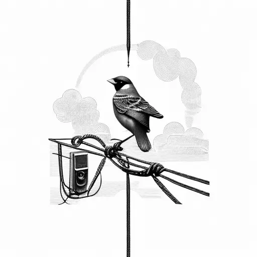 Bird On Telephone Wire