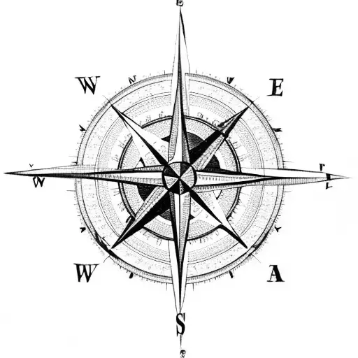Compass Rose And World Map