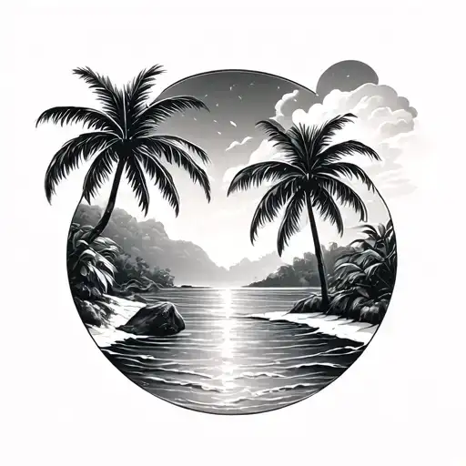 Aquarius Beach Scene With Palm
