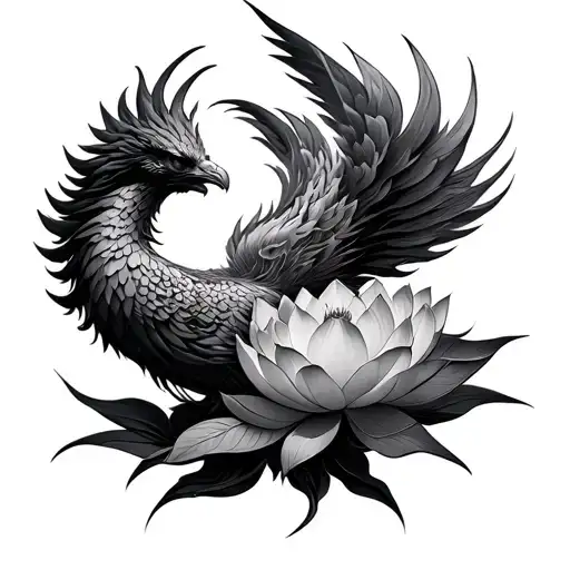 Phoenix Rising From Lotus