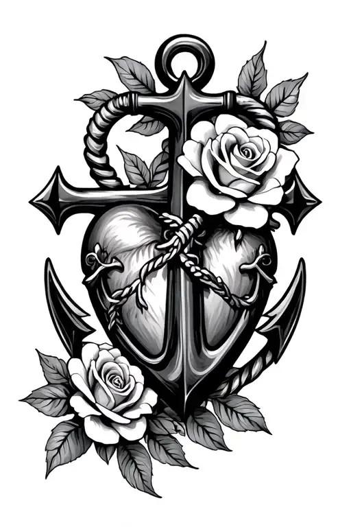Heart Anchor Cross With Rose