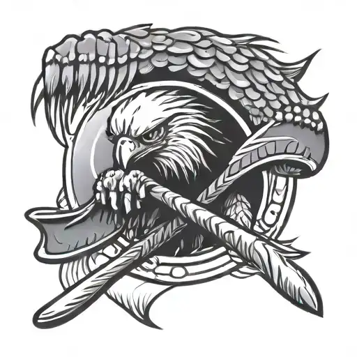 Eagle Hold Hockey Stick In The Claws