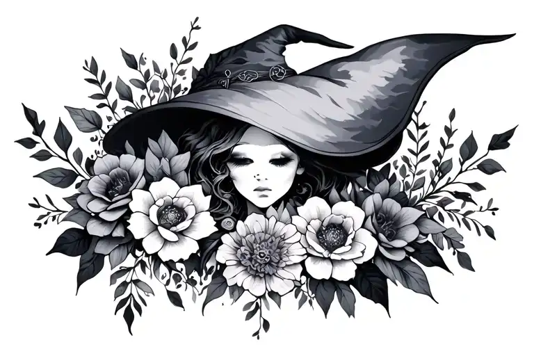 Minimalistic With Witchy Elements And Florals Forming The Shape
