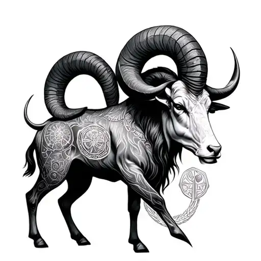 Big Aries Zodiac Sign Over A Combined Aquarius And Taurus Zodiac Signs