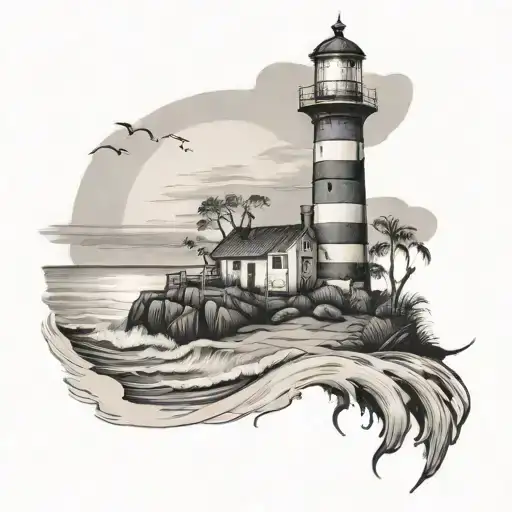 Beach With Light House