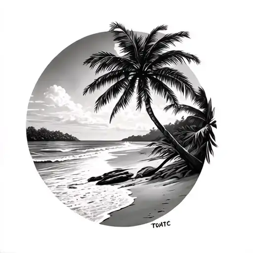 Beach Scene With Palm