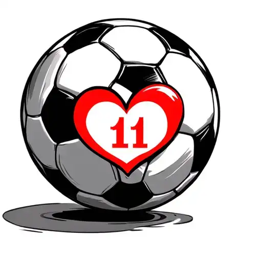 Soccer Ball With A Heart Inside And A Number 11 Inside The Heart