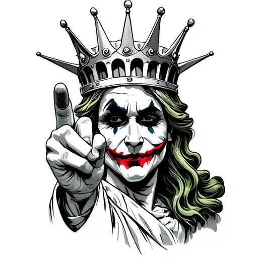 Statue Of Liberty Pulling The Finger We Are In A Crown With The Joker Face