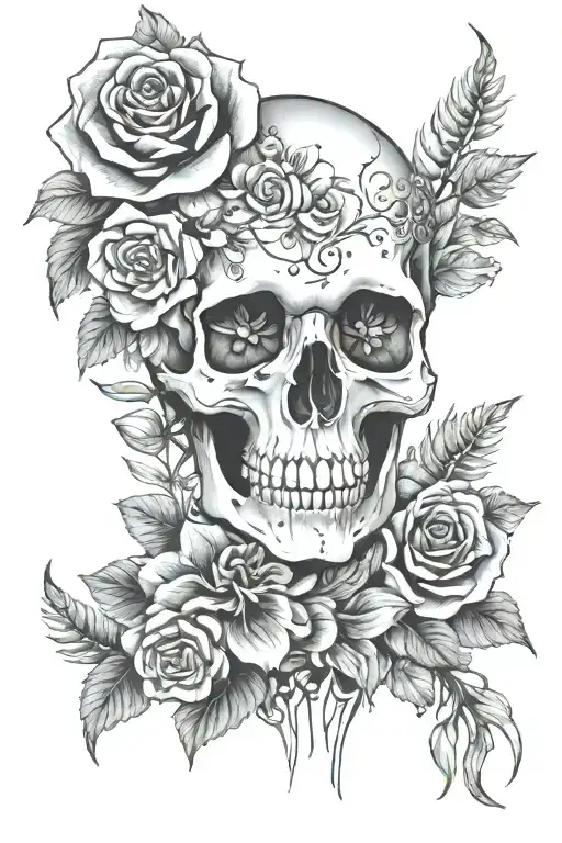 Pretty Modern Skeleton With Flowers