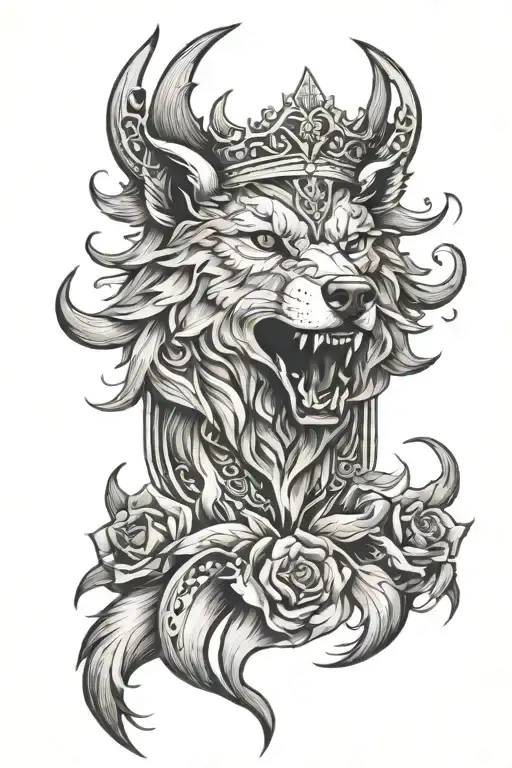 Wolf Crown Taurus Zodiac Symbol
