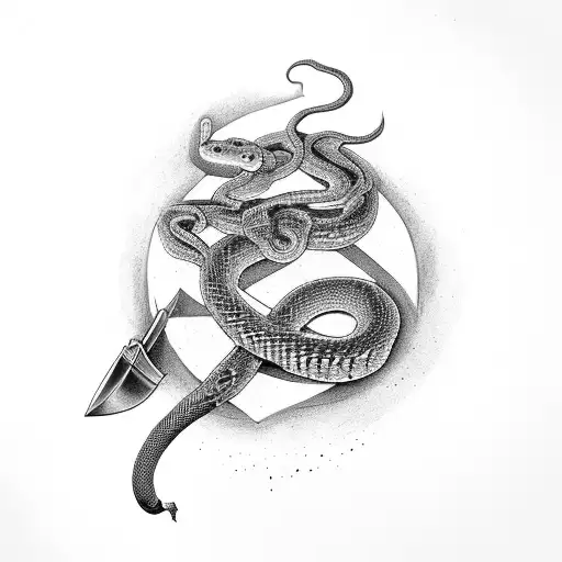 Spade A Granade And A Snake Surrounding Them All