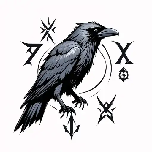 Viking Runes With Raven