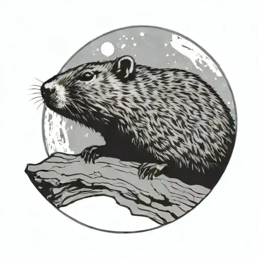 Sillouete Of A Groundhog In Front Of The Moon