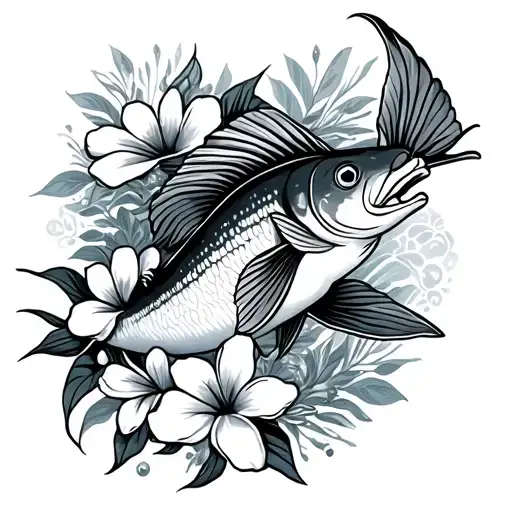 Thunder With Hawaiian Flowers And The Cancer Fish Swimming