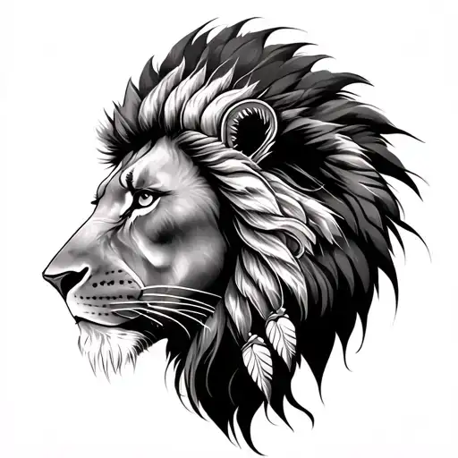 Lion With Native Women