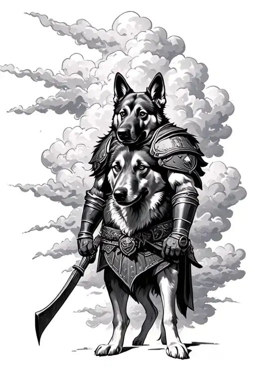 Roman Warrior Valhalla Doors Storm Clouds Forming The Shape Police K9