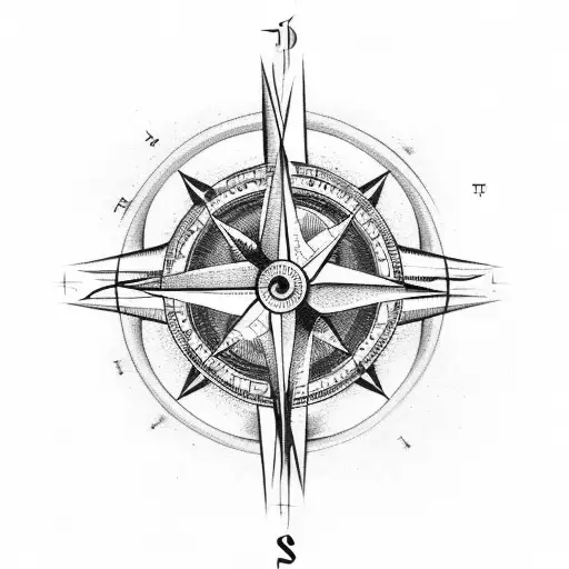 A Compass With Musical Symbols Pointing Towards The Ocean