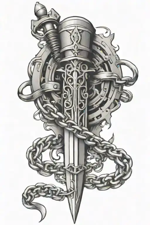 Dagger Connected To A Chain Wrapped Around My Arm