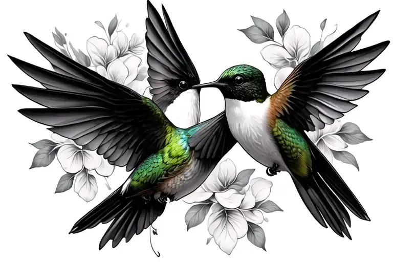 Hummingbirds Under Rib Tatto Design