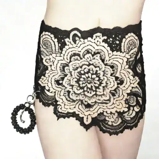 Wavy Lace Thigh Bracelet Tattoo Woman